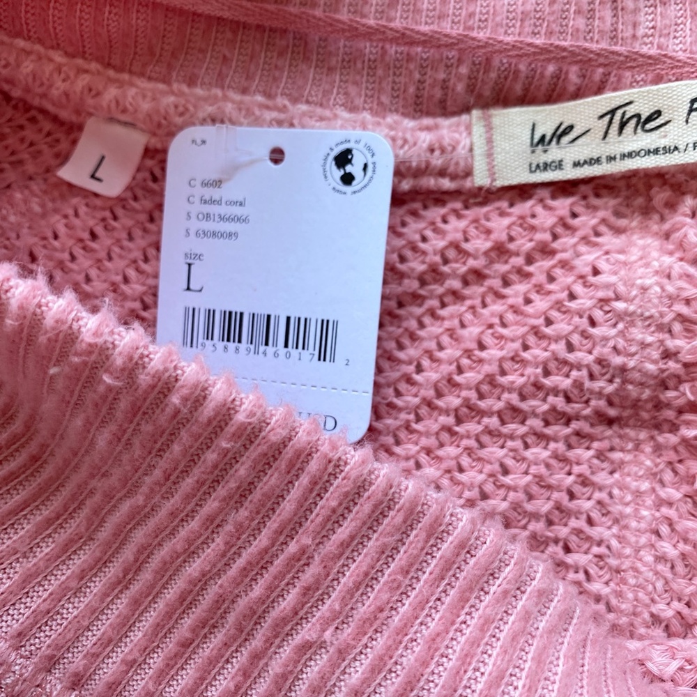 NWT FREE PEOPLE She's a Keeper Mock Neck Top Faded Coral Pink Large L - Picture 6 of 12